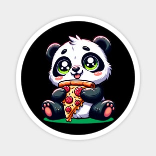 Cute Panda Bear Eating Pizza Magnet